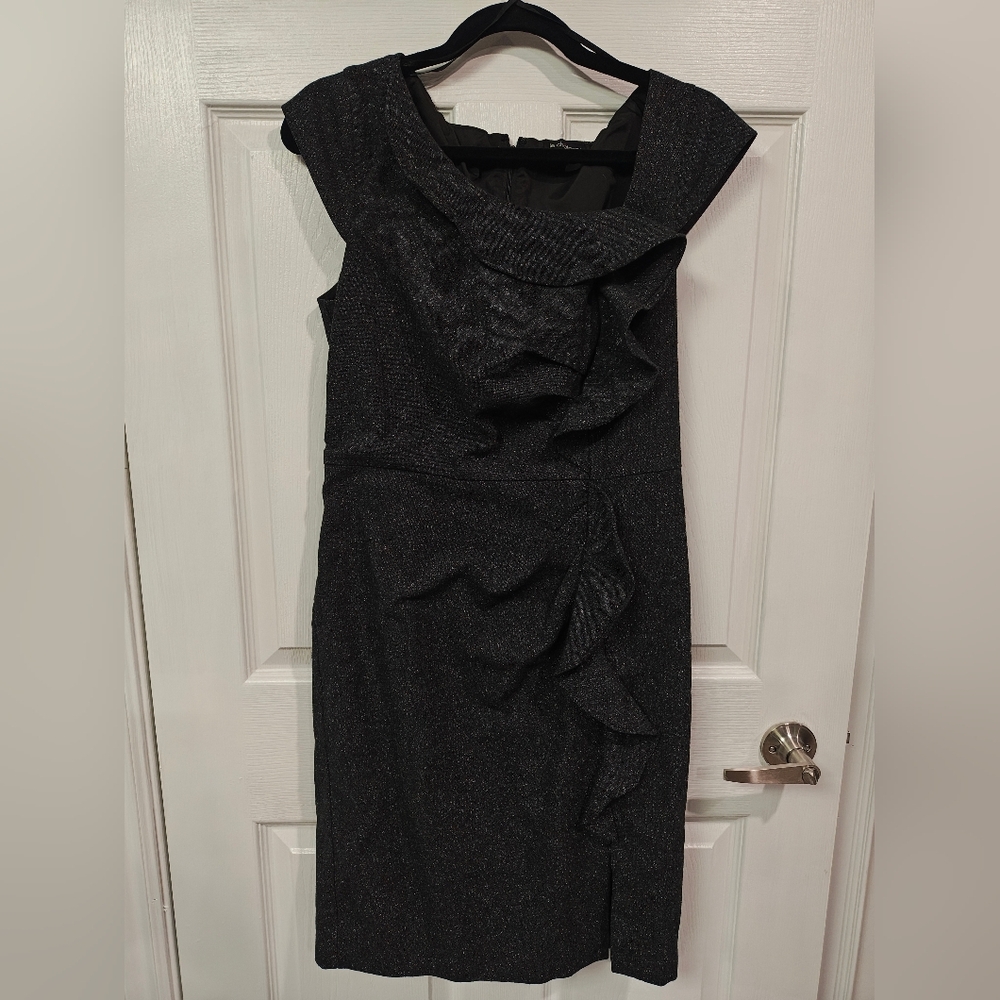 Elegant Dark Grey Ruffle Dress